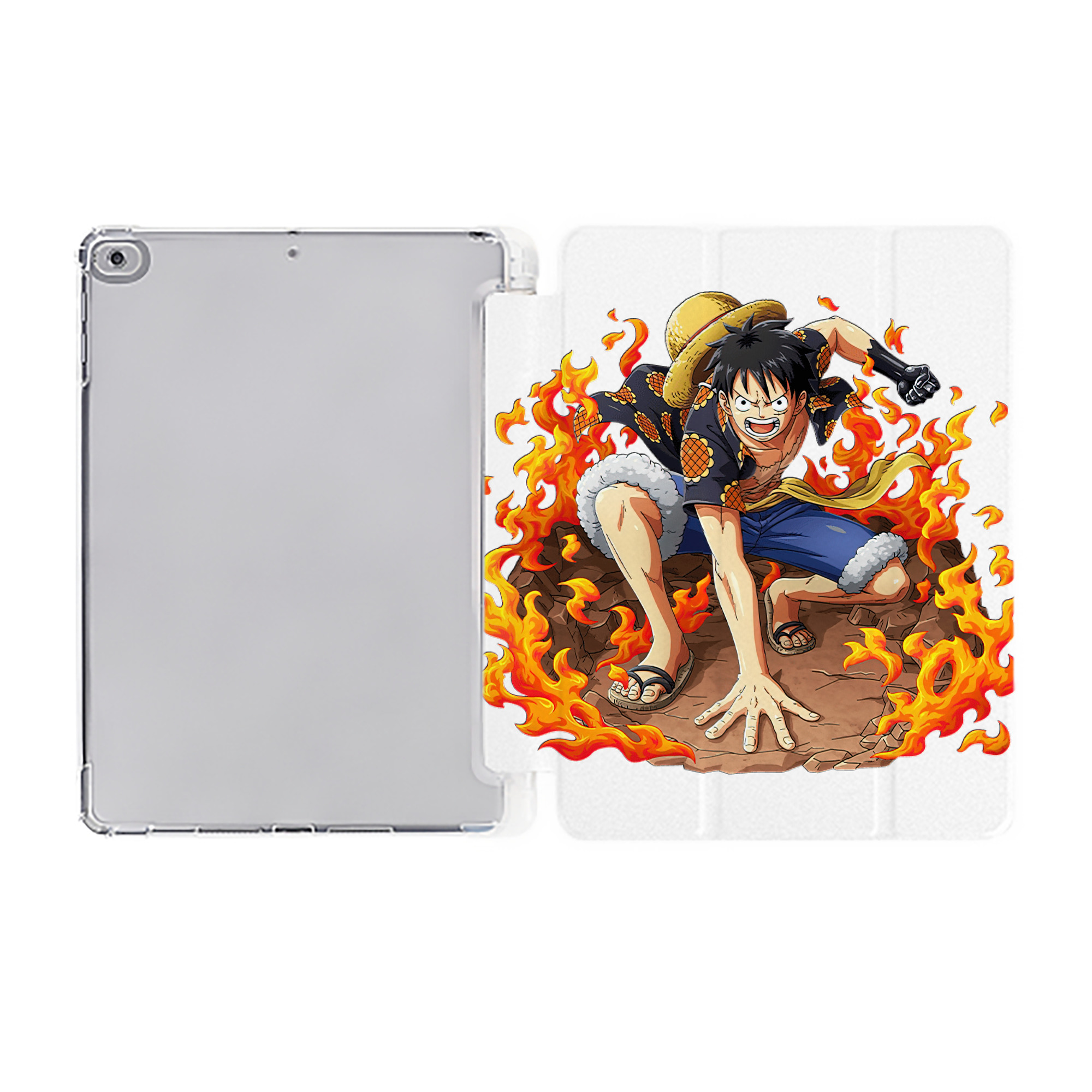 （画像用） ワンピース モンキー・D・ルフィ ONE PIECE Monkey D. Luffy IPad ケース ペン収納付き 三つ折りスタンド PUレザー×シリコン 対応機種9.5/10.5/10.9インチ